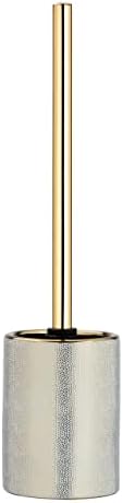 WenKO Nuria GoldWhite Ceramic Toilet Brush Holder - Durable Elegant