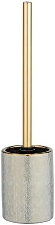 WenKO Nuria GoldWhite Ceramic Toilet Brush Holder - Durable Elegant
