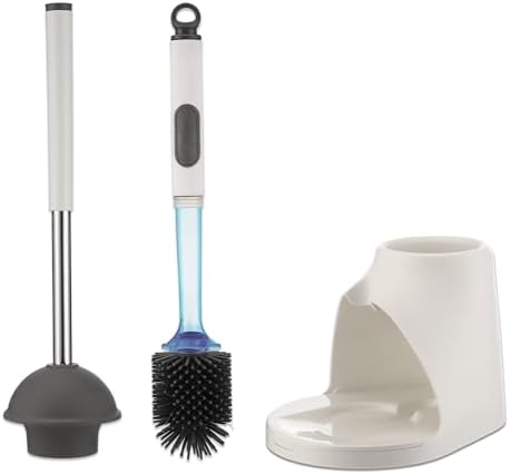 Top Choice Toilet Brush Plunger Set Easy to Refill Durable Silicone