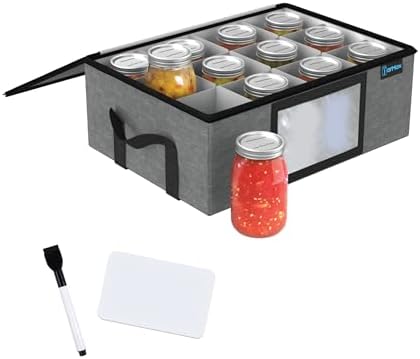 16 Oz Pint Mason Jar Organizer with Handles and Labels