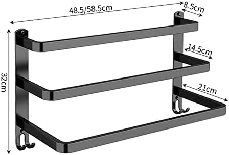 3-Tier Towel Rail Aluminum Matte Black