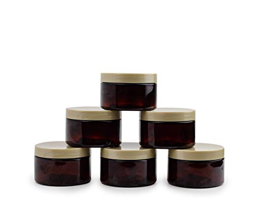 Amber Plastic Jars with Champagne Gold lids