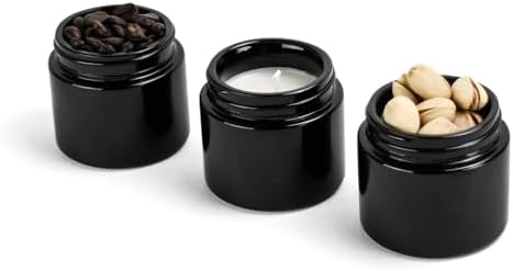 Thick Black 18oz Glass Jars with Black Caps 48 Count