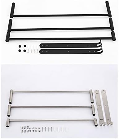 LUCEAE 3-Tier Black Towel Rack with 2 Hooks