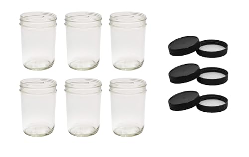 8-Ounce Glass Mason Jars with Tapered Mouth Foam-Lined Lids