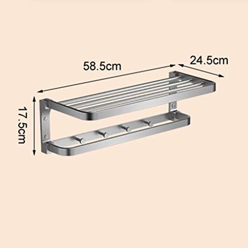 Gray Towel Rack Space Aluminum Wall-Mounted Bathroom Organizer