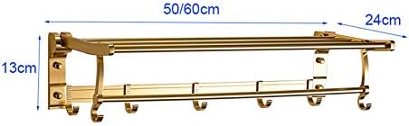 LUCEAE Foldable Towel Rack with Movable Hook 50cm Aluminum Gold