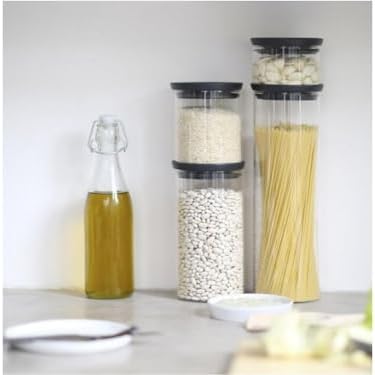 Brabantia Stackable Glass Jar Grey Lid Fresh Weather Easy Storage