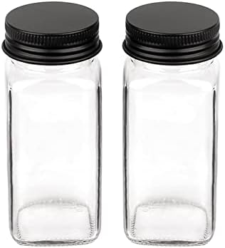 Churboro 4 oz Square Spice Jars with Black Metal Lids 1