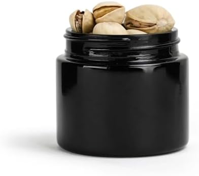Thick Black 18oz Glass Jars with Black Caps 48 Count