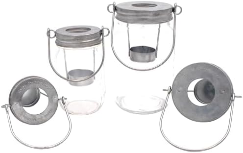 Tea Light Candle Holder with Handles Galvanized Finish 3 Pack