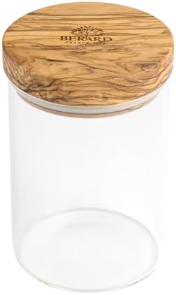 Berard Compact 20-Ounce Glass Storage Jar with Olive Wood Lid