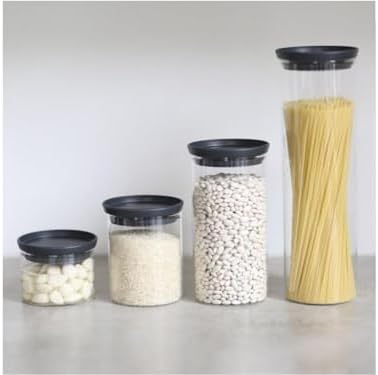 Brabantia Stackable Glass Jar Grey Lid Fresh Weather Easy Storage