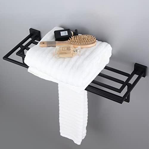 Annbkar Stainless Steel Towel Rack for Bathroom - Wall-Mounted Double Matte Black