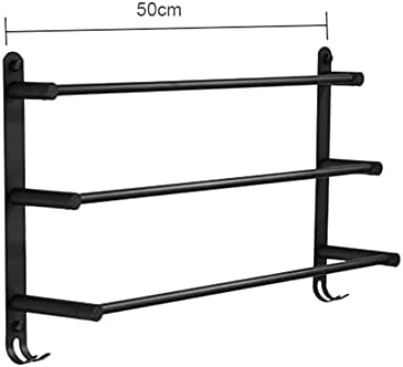 LUCEAE 3-Tier Black Towel Rack with 2 Hooks