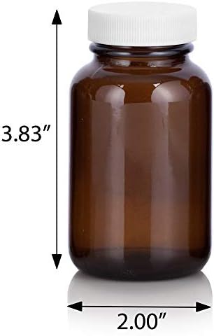 JUVITUS 6-Pack of 4oz Amber Glass Packer Bottles with White Ribbed Lid