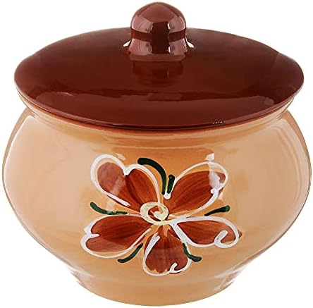Stoneware Pot 14 qt with Lid Unique Cooking Storage in Beige