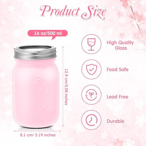 Uiifan 10-Piece Pink Canning Jars for Preserving DIY and Likely Use