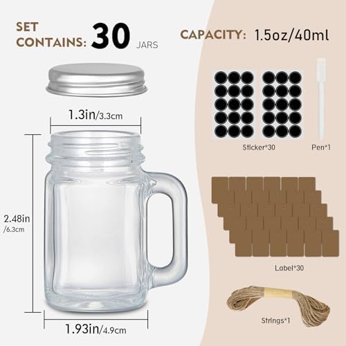 30-Pack Mini Mason Jars Set