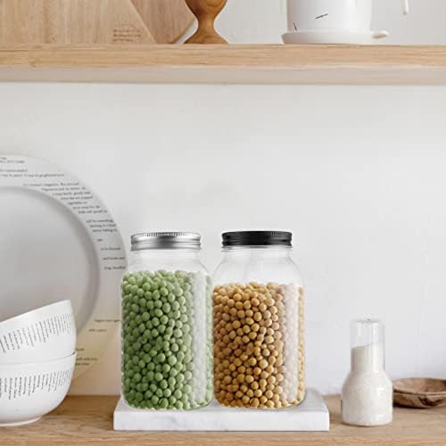 Novelinks 16 OZ Clear Plastic Mason Jars with Airtight Lids - 12 Pack Silver