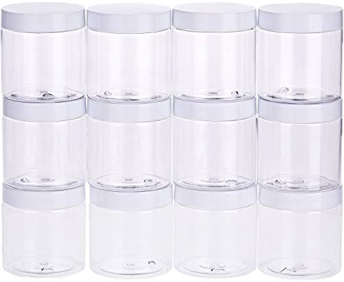 12-Pack Durable 8oz Clear Plastic Jars with Lids
