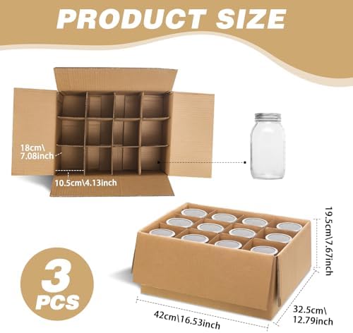 Hsei 3 Pcs Cardboard Canning Jar Storage Boxes with Dividers