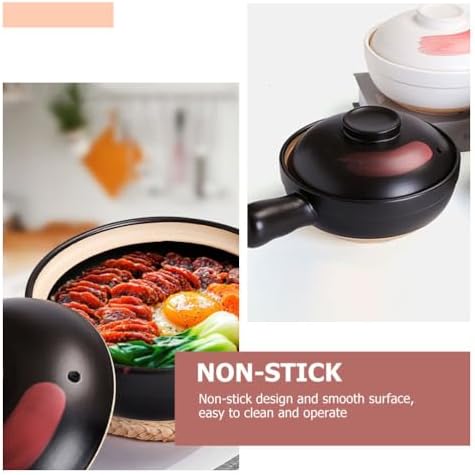 LIFKOME Traditional Clay Stockpot Single-Handle for Casserole Rice Cooking