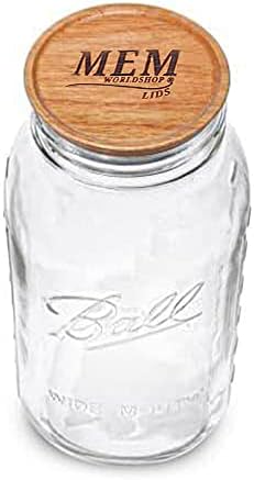 Ball 64 Ounce Wide Mouth Mason Jar with MEM Wooden Lid