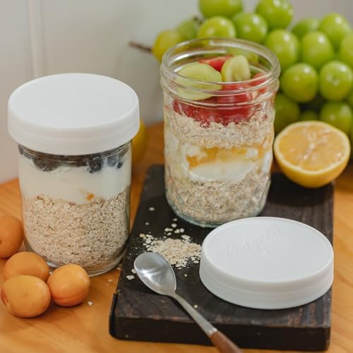 Yodecy 12-Pack 16 oz Clear Mason Jars with Silver Lids