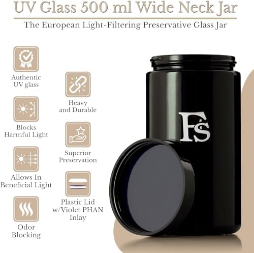Smell-Proof Black Glass Jar 500ml