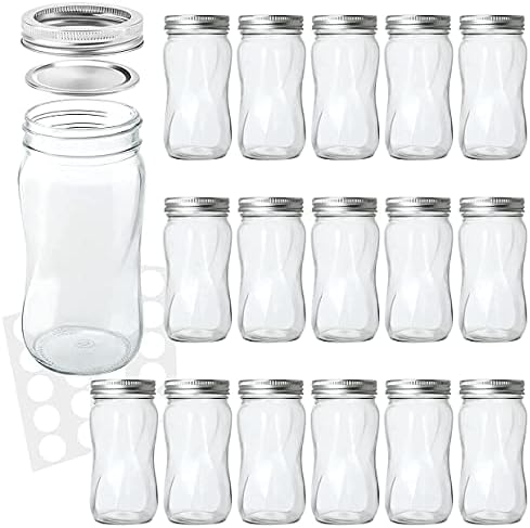 KAMOTA Mason Jars 16 OZ with 20 Whiteboard Stickers