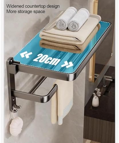 Wall-Mounted Towel Rack Aluminum Black 40CM
