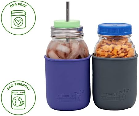 High-Quality Silicone Sleeves for Mason Jars - 2-Pack