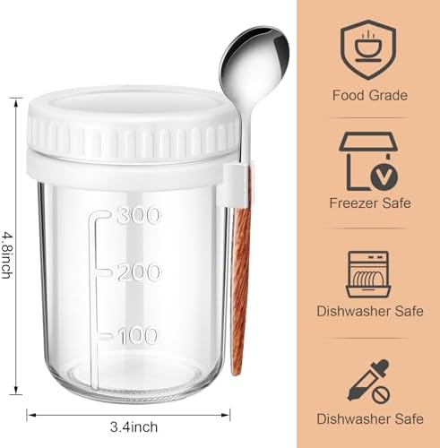 8-Piece Glass Mason Jars with Lids Durable Stylish Overnight Oats Containers