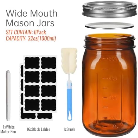 Amber Glass Mason Jars Preserve Canning with UV Protection