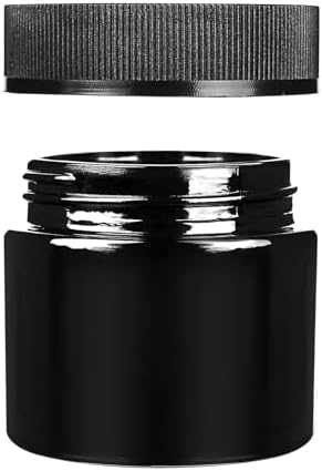 Thick Black 18oz Glass Jars with Black Caps 48 Count