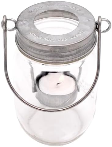 Tea Light Candle Holder with Handles Galvanized Finish 3 Pack