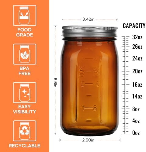 Amber Glass Mason Jars Preserve Canning with UV Protection
