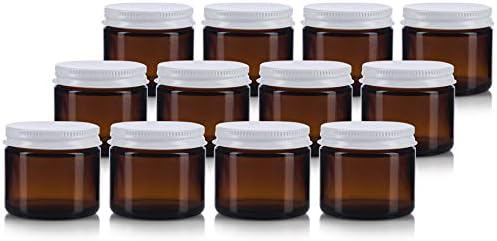 JUVITUS Amber Glass Jars with Metal Lid 12 Pack