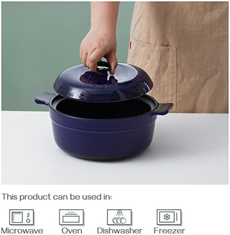 Large Ceramic Casserole with Lid Oven Kitchen Essential