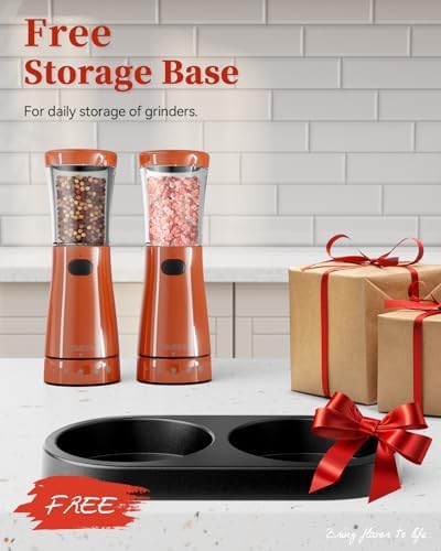 TOMEEM Electric Salt Pepper Grinder Set with Storage Base