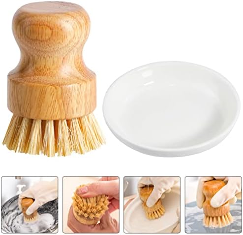 Natural Wooden Pot Brush - Eco-Friendly Kitchen Tool for Easy Cleaning