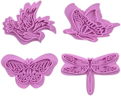 4-Piece Plastic Fondant Cutter Butterfly Bird Dragonfly Set
