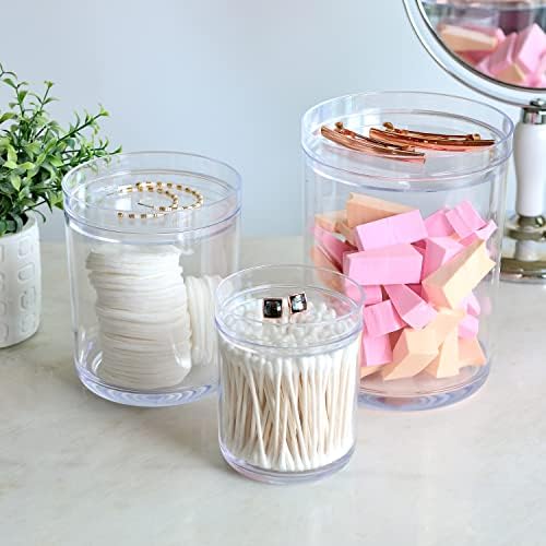 Youngever Clear Plastic Apothecary Jars 60oz 30oz 15oz