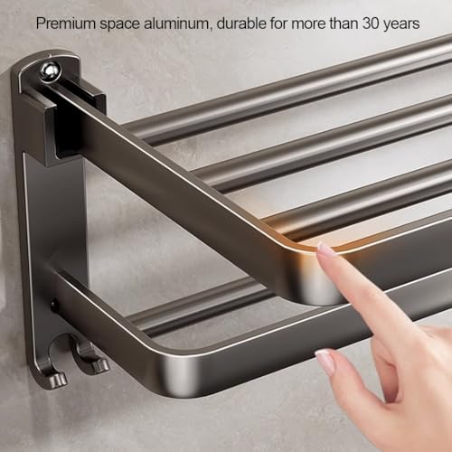 Wall-Mounted Towel Rack Aluminum Black 40CM
