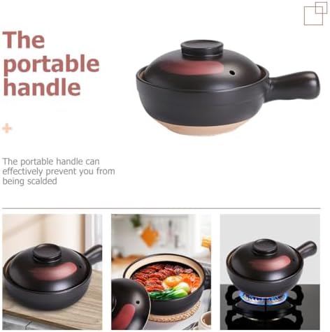 LIFKOME Traditional Clay Stockpot Single-Handle for Casserole Rice Cooking