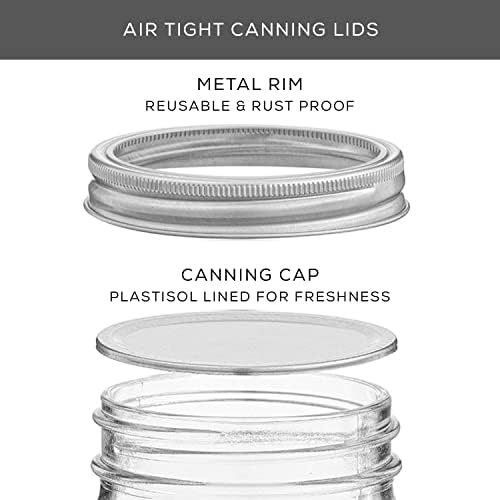 Stylish 6-Pack Canning Jars with Labels lids and Bands