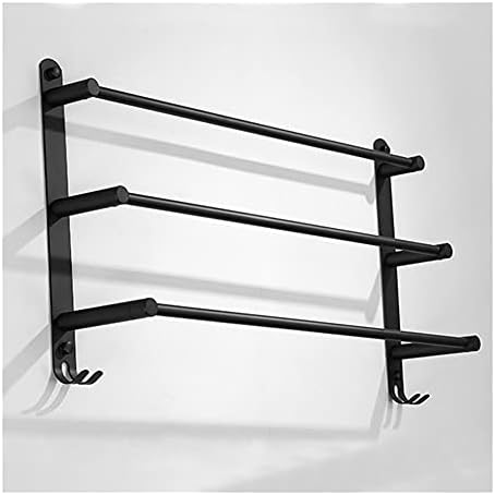 LUCEAE 3-Tier Black Towel Rack with 2 Hooks