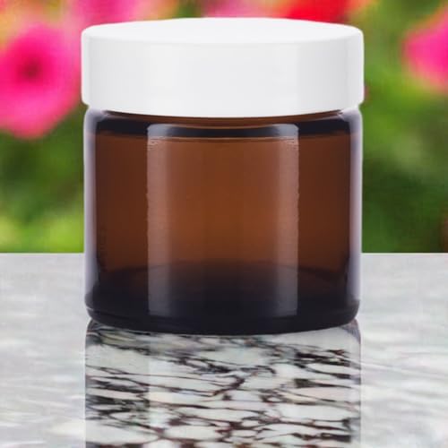 Premium 2 oz Amber Glass Jars with Lined Lids - Aesthetic Functional