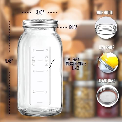 Rustic 64 oz Mason Jar 2 Pack
